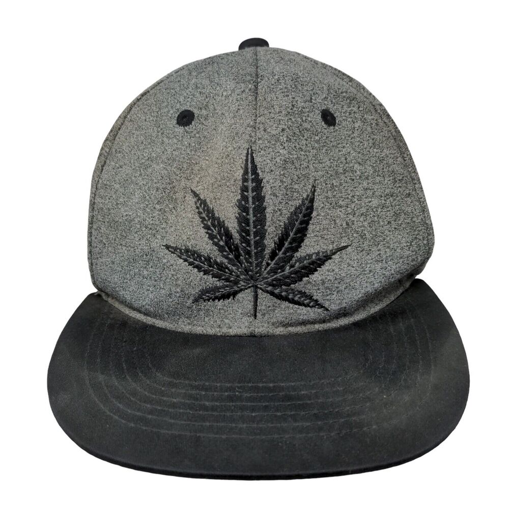 Marijuana Weed Logo Hat Cap Gray Black Embroidered 100% Polyester